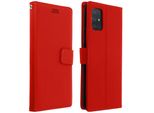 Samsung Galaxy A51 Flip Cover Con Slot Per Schede E Funzione Stand - Rosso