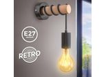 B.K.Licht I Lampada Da Parete I 1 Lampada Da Parete Vintage A Fiamma I Industrial Design I Lampada Retrò I Acciaio I Legno I Tondo I E27 I Senza Lampadina