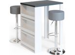 Vicco Tavolo Bar Con Sgabelli , 80 X 57 Cm Con 2 Sgabelli Da Bar, Bianco/Antracite
