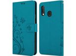 Cadorabo Cover Per Samsung Galaxy A10E / A20E Cover Protettiva In Blu Cover Protettiva Cover Telefono Cellulare Cover Custodia Fiori Fiore