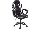 Sedia Da Ufficio HWC-F59, Sedia Da Scrivania Sedia Girevole Sedia Da Corsa Sedia Da Gioco, Finta Pelle ~ Nero / Bianco