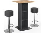 Vicco Tavolo Bar Con Sgabelli Rodeo, 70 X 70 Cm Con 2 Sgabelli Da Bar, Antracite/Quercia Dorata