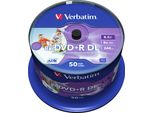 Verbatim - 50 X Dvd+R Dl - 8.5 Gb 8X - Mit Tintenstrahldrucker Bedruckbare OberfläChe - Spindel