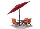 Ombrellone Karpal 2,7M-3,5M Con Led Ombrellone Solare Con Manovella UV40+ Terrazze Ombrellone Da Esterno, Rosso, 2,7M