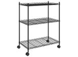 Vidaxl Scaffale Con 3 Ripiani E Rotelle 60X35X81 Cm Nero 150 Kg