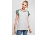 DáMské TričKo Urban Classics Ladies Contrast Raglan Tee Lightgrey/Paleleaf - M