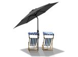 Wolketon 3M-3M Ombrellone Da Mercato Con Manovella UV40+ Ombrellone Da Esterno Patio Giardino Ombrellone, Grigio, 3M