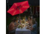 Ombrellone Karpal 2,7M-3,5M Con Led Ombrellone Solare Con Manovella UV40+ Terrazze Ombrellone Da Esterno, Rosso, 2,7M