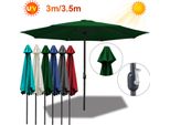 Wolketon 3M-3.5M Ombrellone Da Mercato Con Manovella UV40+ Ombrellone Da Esterno Patio Giardino Ombrellone, Verde, 3.5M