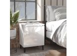 Comodino Con Gambe In Metallo Bianco Lucido 40X30X50 Cm