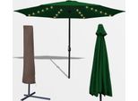 Einfeben 3,5M Ombrellone Da Giardino Ombrellone Da Esterno UV40+ Ombrellone Da Mercato Con Led Solare E Copertura Protettiva Da Giardino, Verde, 3,5M