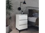 Comodino Con Gambe In Metallo Bianco Lucido 40X35X69 Cm