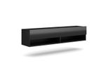 Tv Lowboard Derby In Nero Lucido, Mobile Tv 140 X 31 Cm, Mobile Tv Sospeso.
