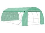 Outsunny Serra Polytunnel 6 X 3 X 2 M Serra Walk-In Con Coperture Avvolgibili Serra Polytunnel Protezione Uv Acciaio Tubolare Verde