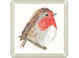 Set Per Punto Croce Heritage In Aida "Robin (A)"", Schema Contato, CFRB1191-A, Formato Sottobicchiere 7,5X7,5Cm"