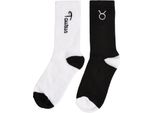 Mister Tee Accessori MT2235 | Zodiac Socks 2-Pack Calzini - Colore: Nero/Bianco Toro - Taglia: 39-42