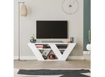 Decortie Pipralla Supporto Tv Moderno Elemento Tv Centrale Multimediale, Bianco 110 X 30 X 40 Cm