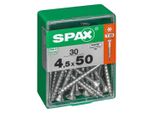 Set Di 30 Viti Spax A Testa Svasata Piana In Acciaio, Diam.4,5 Mm X L.50 Mm