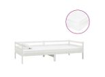 Vidaxl Letto Da Giorno Con Materasso 90X200 Cm In Legno Di Pino Massiccio Bianco