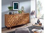 Credenza 138X76X45 Cm In Legno Massello Di Sheesham Con Ante E Cassetti, Comò Moderno In Legno, Mobile Soggiorno