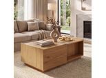 Tavolino HWC-J78, Tavolino Da Salotto Tavolino Da Divano, Cassetto, Mdf 110X50X40Cm ~ Aspetto Rovere