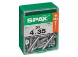 Set Di 50 Viti Spax A Testa Svasata Piana In Acciaio, Diam.4 Mm X L.35 Mm