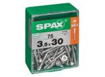 Set Di 75 Viti Spax A Testa Svasata Piana In Acciaio, Diam.3,5 Mm X L.30 Mm