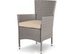 Casaria® Set Di 2 Sedie Da Giardino In Polyrattan Impilabili Con Cuscini Capacità Di Carico 160Kg Resistente Alle Intemperie Giardino Esterno Terrazza Balcone Poltrona Impilabile, Colore:Crema