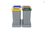 Cestino Plafor Per La Raccolta Differenziata 20L Grigio, Blu - 26,5 X 23,5 X 52 Cm - Plastica Per Cucina E Ufficio Con Adesivo Per Il Riciclaggio Dei Rifiuti