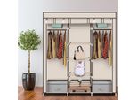 Fch Armadi Armadio In Tessuto Con 1 Asta 175 X 150 X 45 Cm Armadio Pieghevole A 3 Ante Avvolgibili Beige