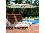Ombrellone Fiqops Ø300Cm, Ombrellone Da Giardino, Senza Ripiegamento, Telo Dell'ombrellone Con Rivestimento In Pa, Protezione Uv Fino A Upf 50+, Senza Supporto, Beige