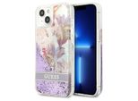 Guess GUHCP13SLFLSU Iphone 13 Mini 5.4 "Purple/Purple Hardcase Flower Liquid Glitter"