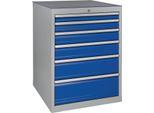 Cassettiera H1019Xl705Xd736Mm Grigio Chiaro/Blu Scuro 6 Cassetti.