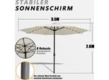 Yakimz 3,5 M Ombrellone UV40+ Parasole Giardino Ombrellone Spiaggia Led Solare，Beige