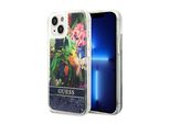 Guess Guhcp14Slflsb Custodia Rigida Per Iphone 14 / 15 / 13 6.1 Blu/Blu Fiore Liquido Glitterato