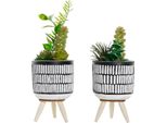 Pianta Decorativa Dkd Home Decor Ceramica Nera Politene Bianco Verde (7 X 7 X 19 Cm) (2 Pezzi)