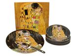 Home Elements Set Da Torta: Piatto Da Torta, 6 X Piatto, Cucchiaio Da Torta, Klimt, Kiss Dark
