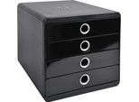 Exacompta 314438D Cassettiera POP-BOX 4 Cassetti Nero Lucido Din A4+