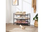 Songmics Scarpiera Con 3 Ripiani, Portascarpe, Impilabile, Per 9-12 Paia Di Scarpe, Scarpiera In Metallo, Corridoio, Soggiorno O Bagno, Nero LMR17BK