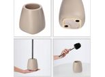 Set Da Bagno In Ceramica "Palmi"" Di Kadax, Accessori Da Bagno, Portaoggetti Da Bagno, Dispenser Di Sapone E Scopino, Beige"