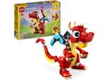 Lego Creator 3In1 Drago Rosso, Giocattolo Con 3 Figure Di Animali Tra Cui Drago Rosso, Pesce E Fenice, Set Di Animali Per Bambini, Regalo Per Ragazzi E Ragazze Dai 6 Anni In Su 31145