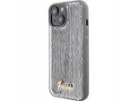 Guess Guhcp15Spsfdgss Custodia Rigida Per Iphone 15 / 14 / 13 6.1 Srebrny/Argento Sequin Script Metallo