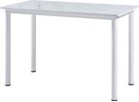 Tavolo Da Pranzo 'Tammela' Per 4 Persone 120 X 60 Cm Gambe In Acciaio Aspetto Marmo, Bianco