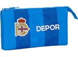 Custodia Tripla Multiuso R. C. Deportivo De La CoruñA Blu 22 X 12 X 3 Cm