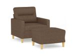 Vidaxl Poltrona Con Sgabello Marrone 60 Cm In Tessuto
