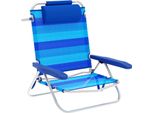 Marbueno Sedia Pieghevole 5 Posizioni Alluminio Con Cuscino Strisce Blu Spiaggia E Piscina 61X68X82 Cm 10242