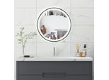 Costway Specchio Da Bagno Illuminato, Specchio Da Parete Ad Alta Risoluzione E Infrangibile Con Luce Led A 3 Colori, Funzione Di Memoria E Antiappannamento, Specchio Da Bagno Rotondo Per Vanità
