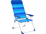 Marbueno Sedia Pieghevole 5 Posizioni Alluminio Con Cuscino Strisce Blu Spiaggia E Piscina 69X58X109 Cm 10248