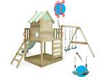 Wickey Torre Gioco Arrampicata Smart Candy Con Altalena E Scivolo, Casa Sull'albero Con Sabbiera, Scala Per Arrampicarsi E Accessori Da Gioco - Verde Pastello