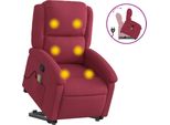 Vidaxl Poltrona Per Massaggi Con Ausilio Per L'assistenza In Piedi, Velluto Rosso Vino